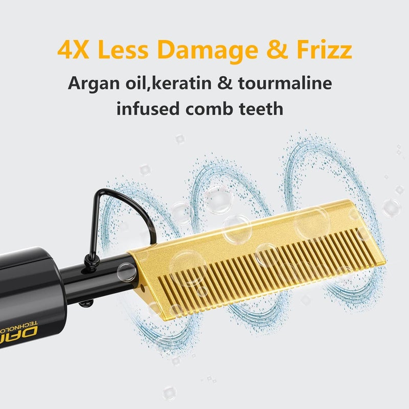 DAN Technology hot Comb Electric for Wigs,450℉Small hot Comb for Edges,Low and high Temperatures, Hair straightening Comb for Black Hair,Portable & Dual Voltage for Travel & Home… - Image 2